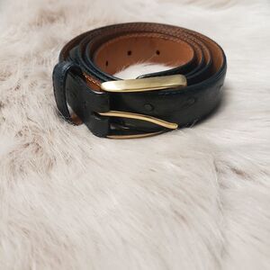 Tardini Genuine Full Ostrich Black  Leather Belt
